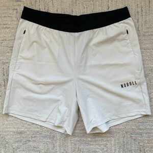 NOBULL Shorts Mens Large 7” Inseam White Performance Athletic Training Gym